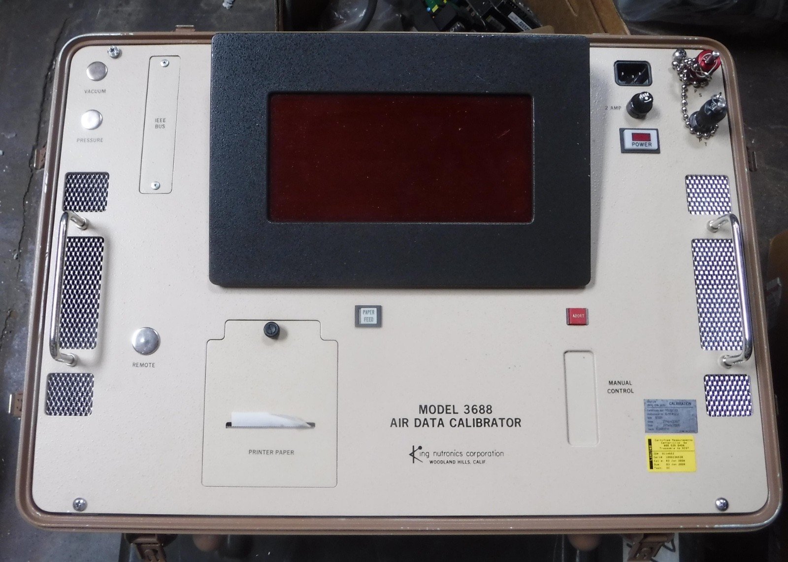 KING NUTRONICS 3688 AIR DATA CALIBRATOR    LOCAL  INSPECTION AND PICK UP ONLY