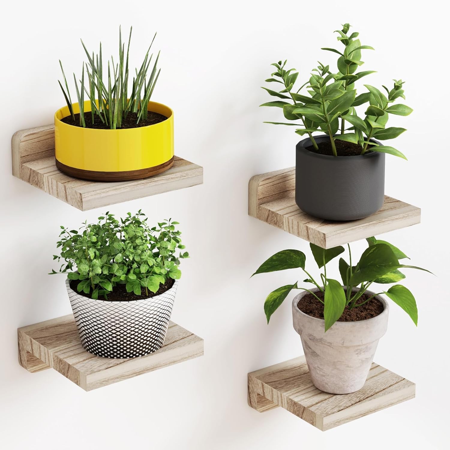 Fixwal Floating Shelves for Wall, Rustic Wood Small Small, Carbonized Black