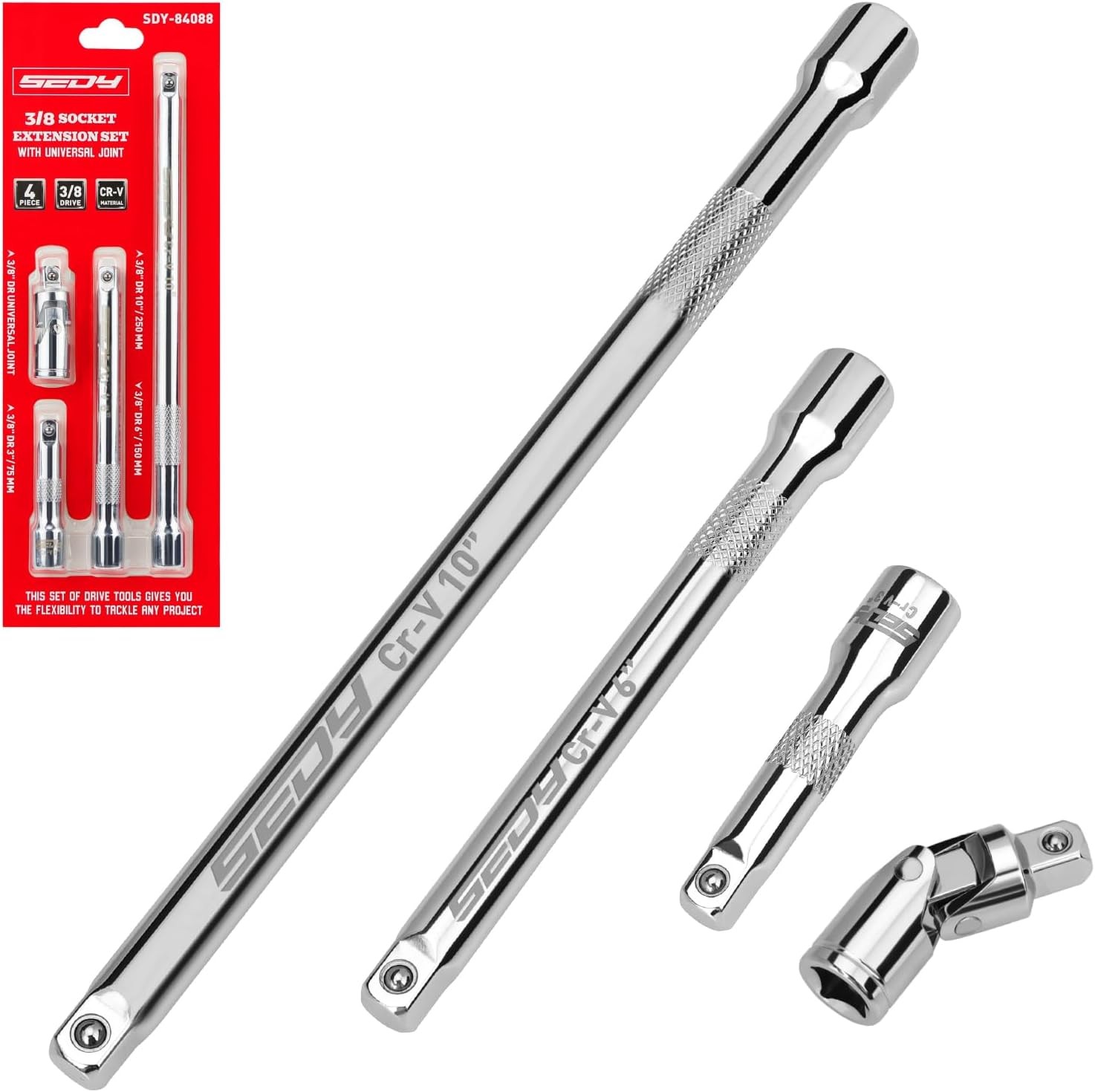 4-Piece 3/8" Drive Socket Extension Bar Set, Professional Socket Extension Set I