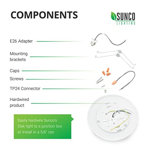 Sunco 5/6” LED Disk Lights Flush Mount Ceiling Light 12 Pack 4000K Cool White