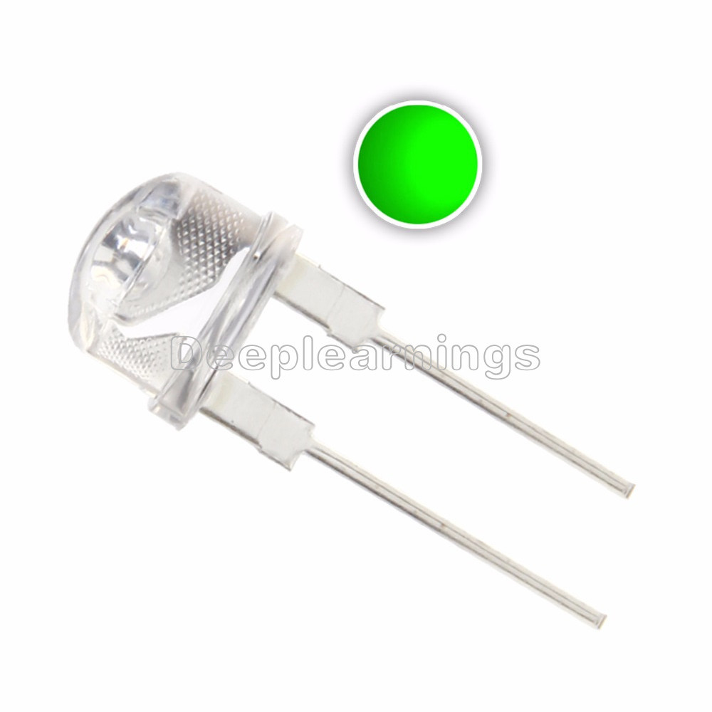 10PCS 0.5W 8mm Green Straw Hat High-power LED Leds Light Lamp StrawHat NEW