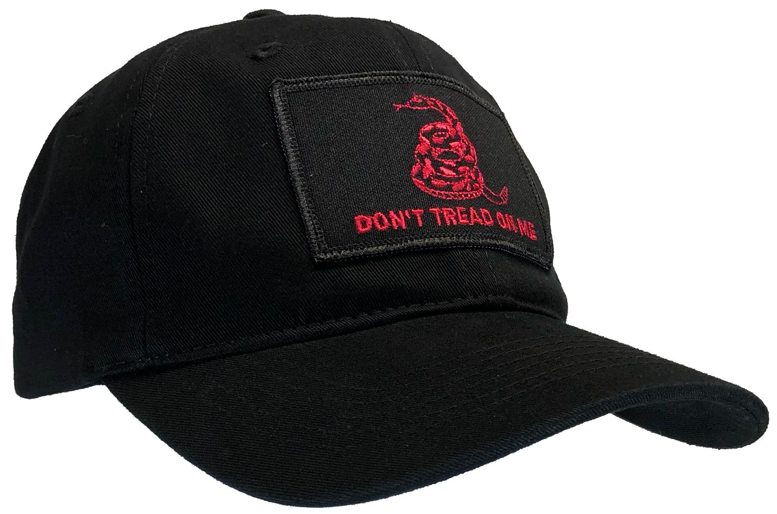 Don't Tread On Me 'Dad' Cap 100% Unstructured Cotton Hat Black with Red Text