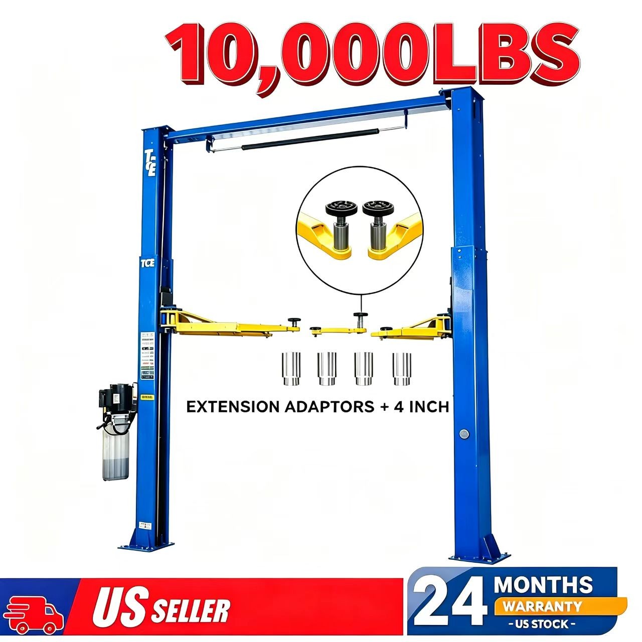 TCE 2 Post Car Lift  Auto Truck Hoist 10,000 lbs Overhead Clear Floor 220 V