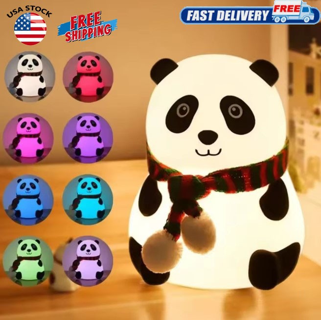 LED Cute Panda Night Light Non-flickering Eye-caring Lamp-USB Rechargeable Touch