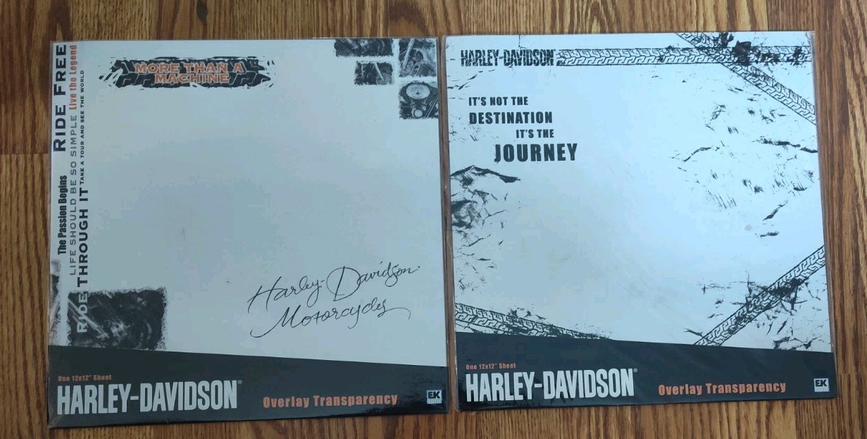2 NEW SEALED Harley Davidson Motorcycle Scrapbook Overlay Transparencies 12x12"