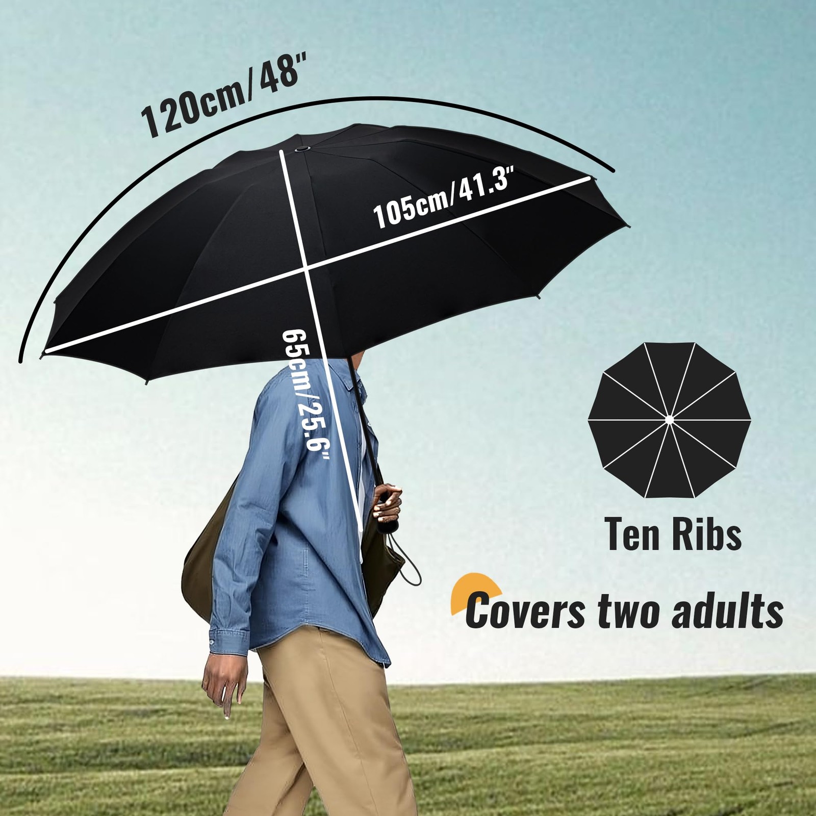 Compact Umbrella Windproof Automatic Inverted Folding Travel Rain Car Office Bla