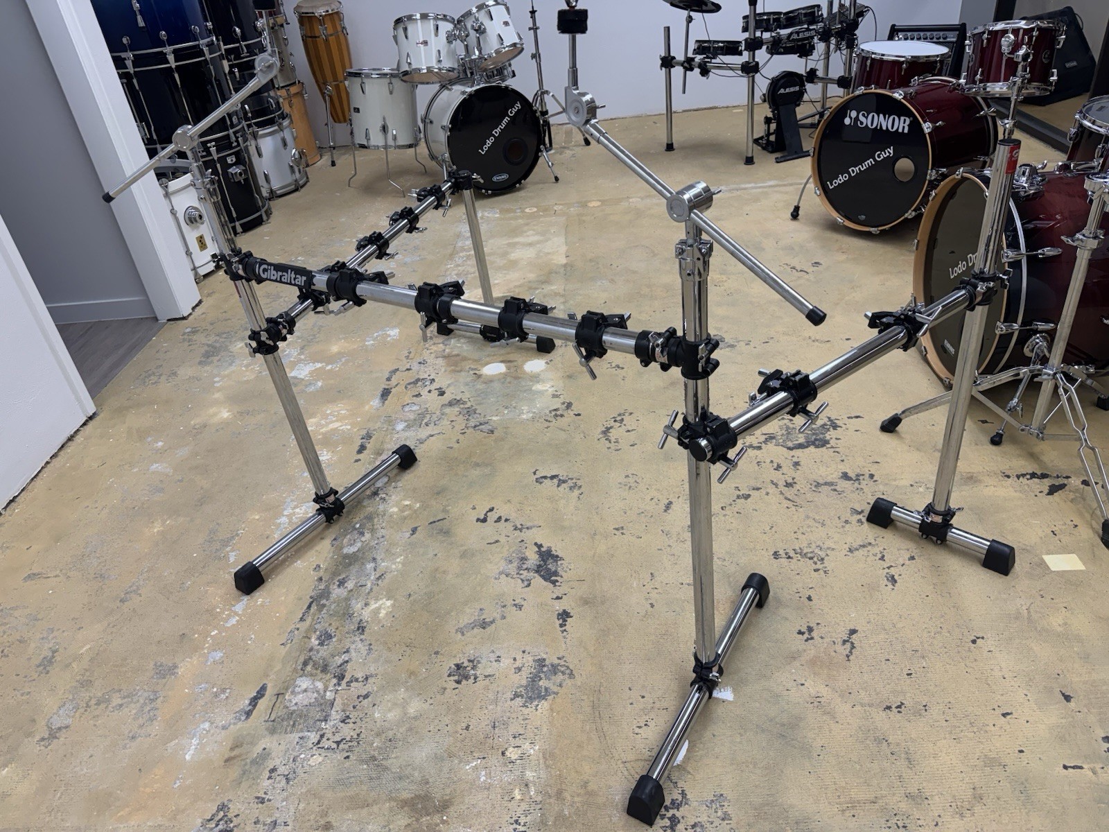 Gibraltar 3-sided Drum Rack 11 clamps 2 booms PLUS extras … GIMUNGOUS