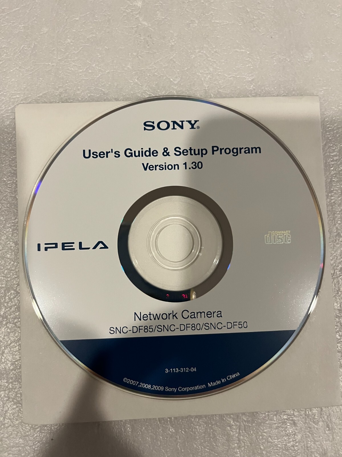 Sony IPELA User's Guide & Setup Program CD for SNC-DF85 SNC-DF80 SNC-DF50 Camera