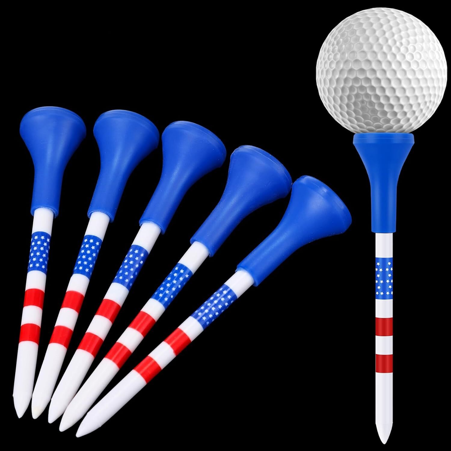 Plastic Golf Tees Bulk 3 1/4" Unbreakable American Flag Long with...