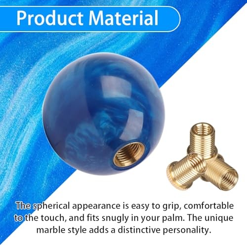 Round Ball Shift Knob Marble Style Universal Gear Shift Knob with 3 Blue