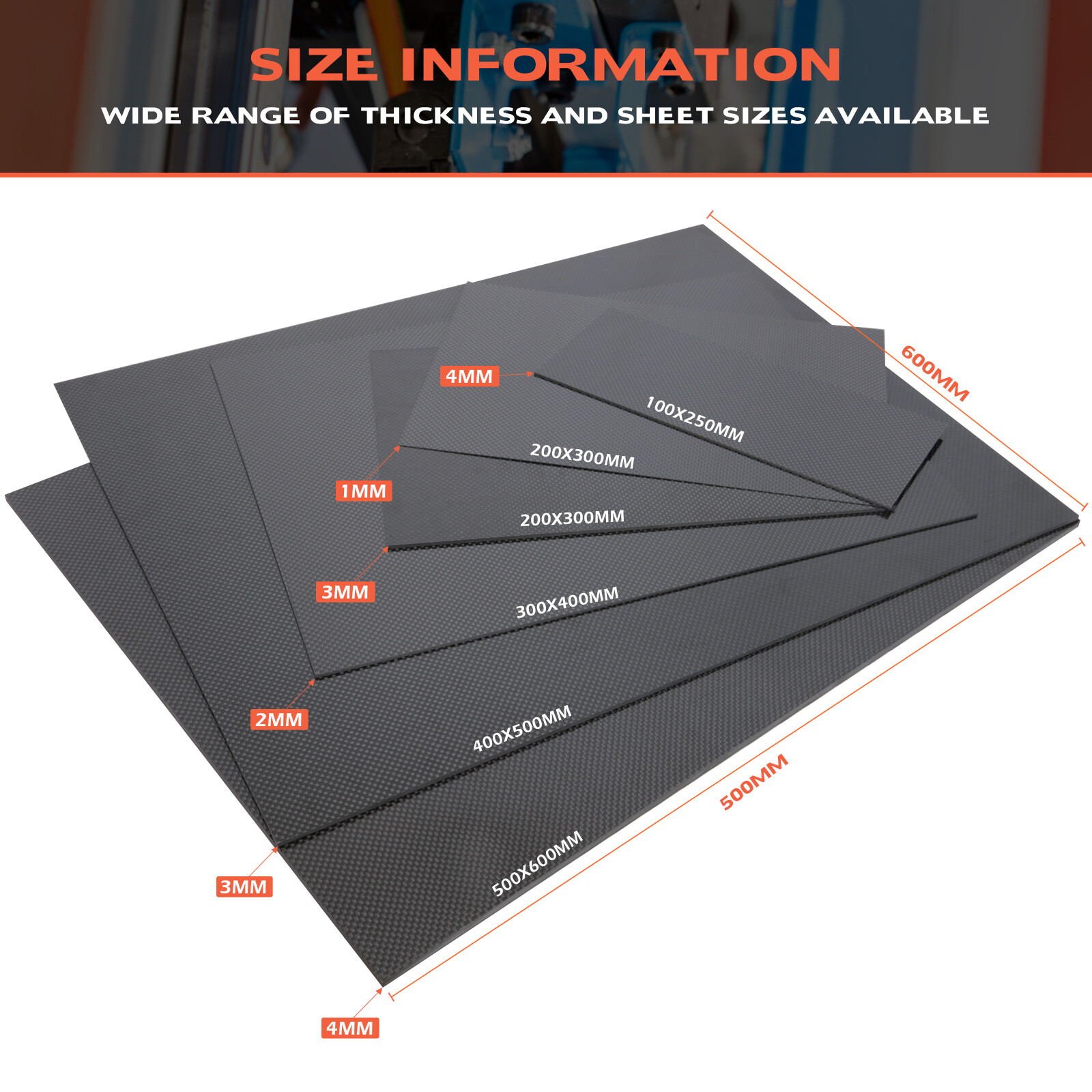 Carbon Fiber Plate 100% 3K Carbon Fiber Board 200x300/400x500mmx 2mm 3mm 4mm 5mm
