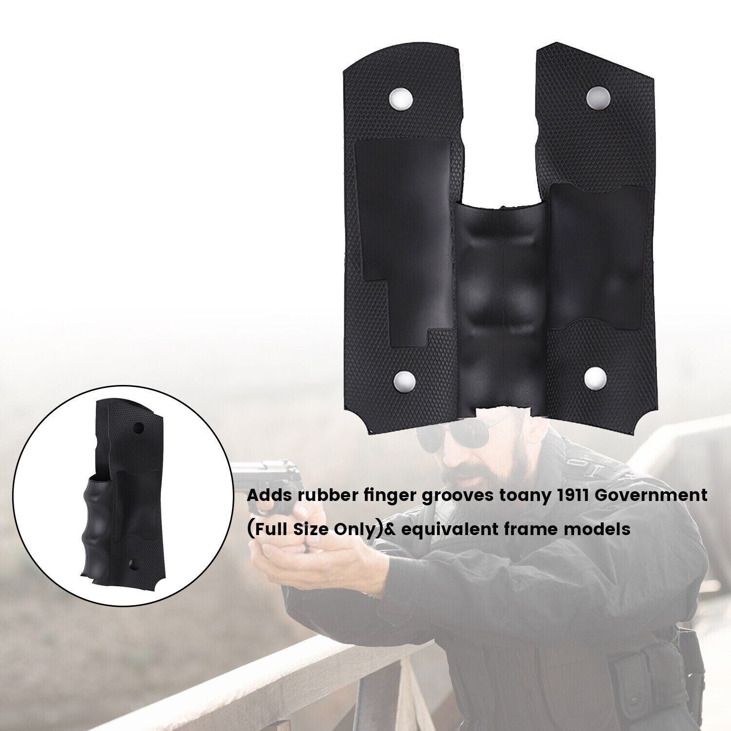 For PG1911-1 Grip Wraparound Rubber Government Finger Groove Grip Insert