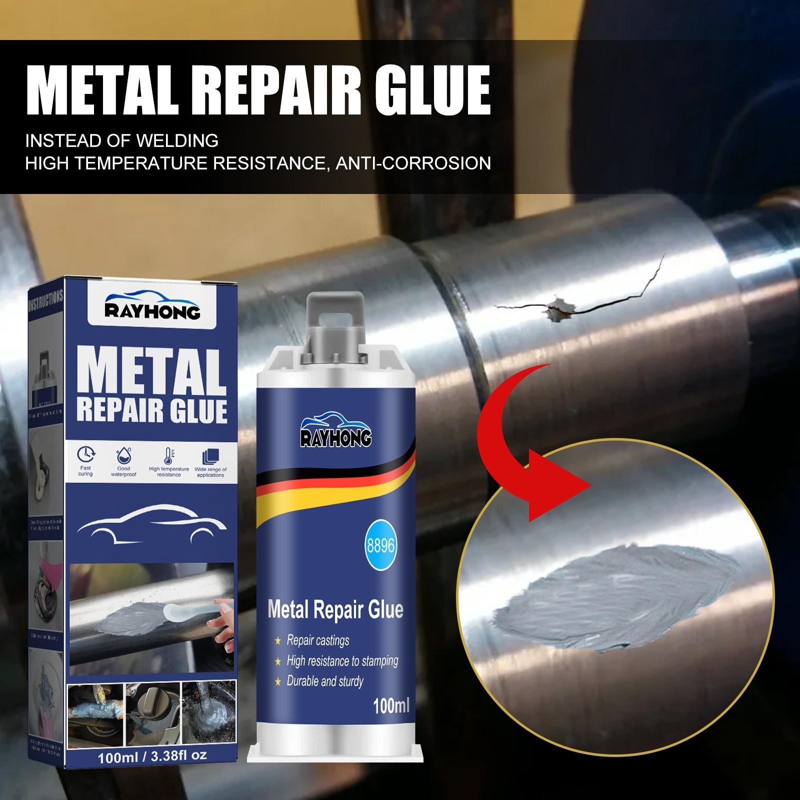Cold Welding Glue Metal Repair Adhesive Heat Resistance AB Sealant High Strength