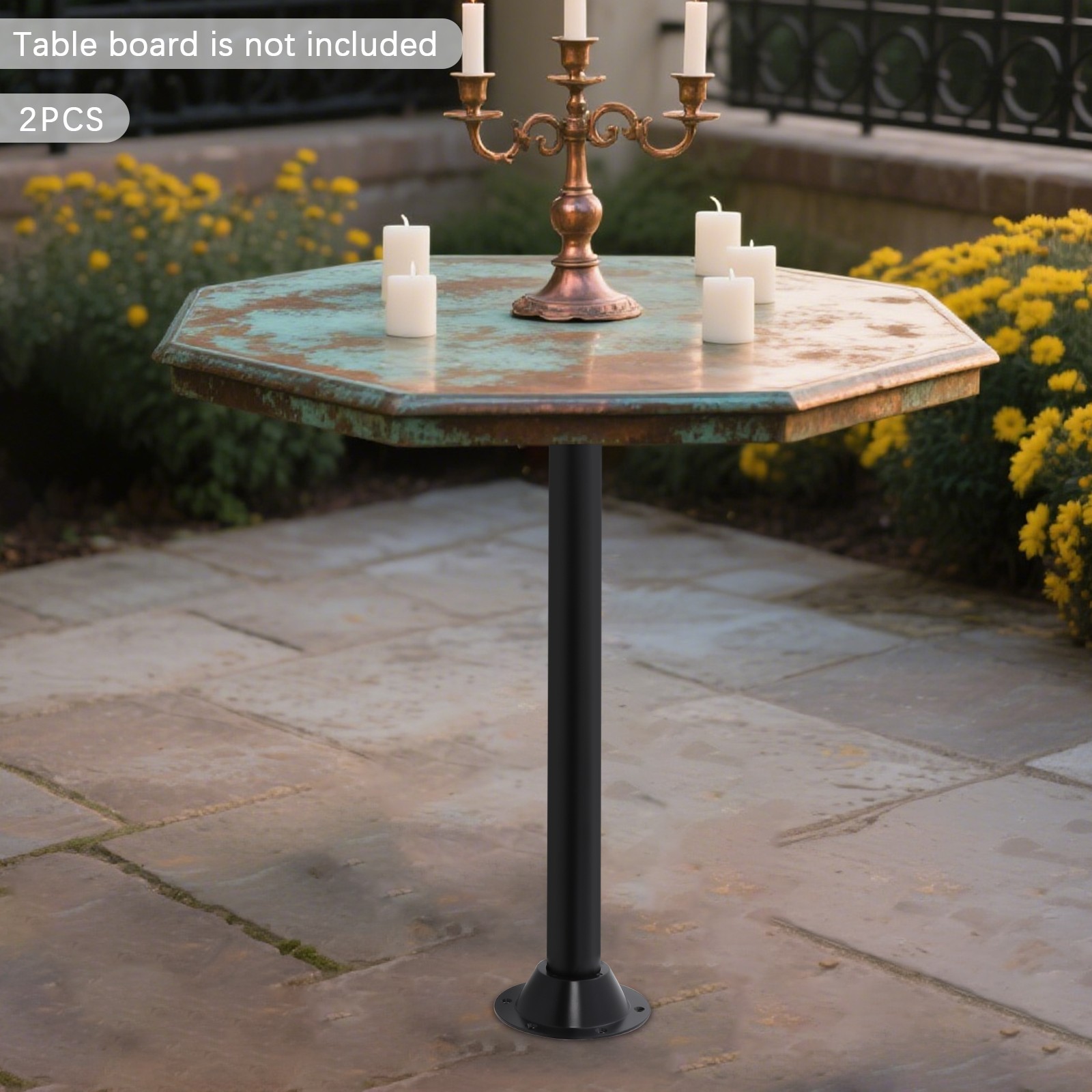 2x Compact RV Table Leg Table Leg Pre-drilled Mounting Base Camper 68.5cm/27"