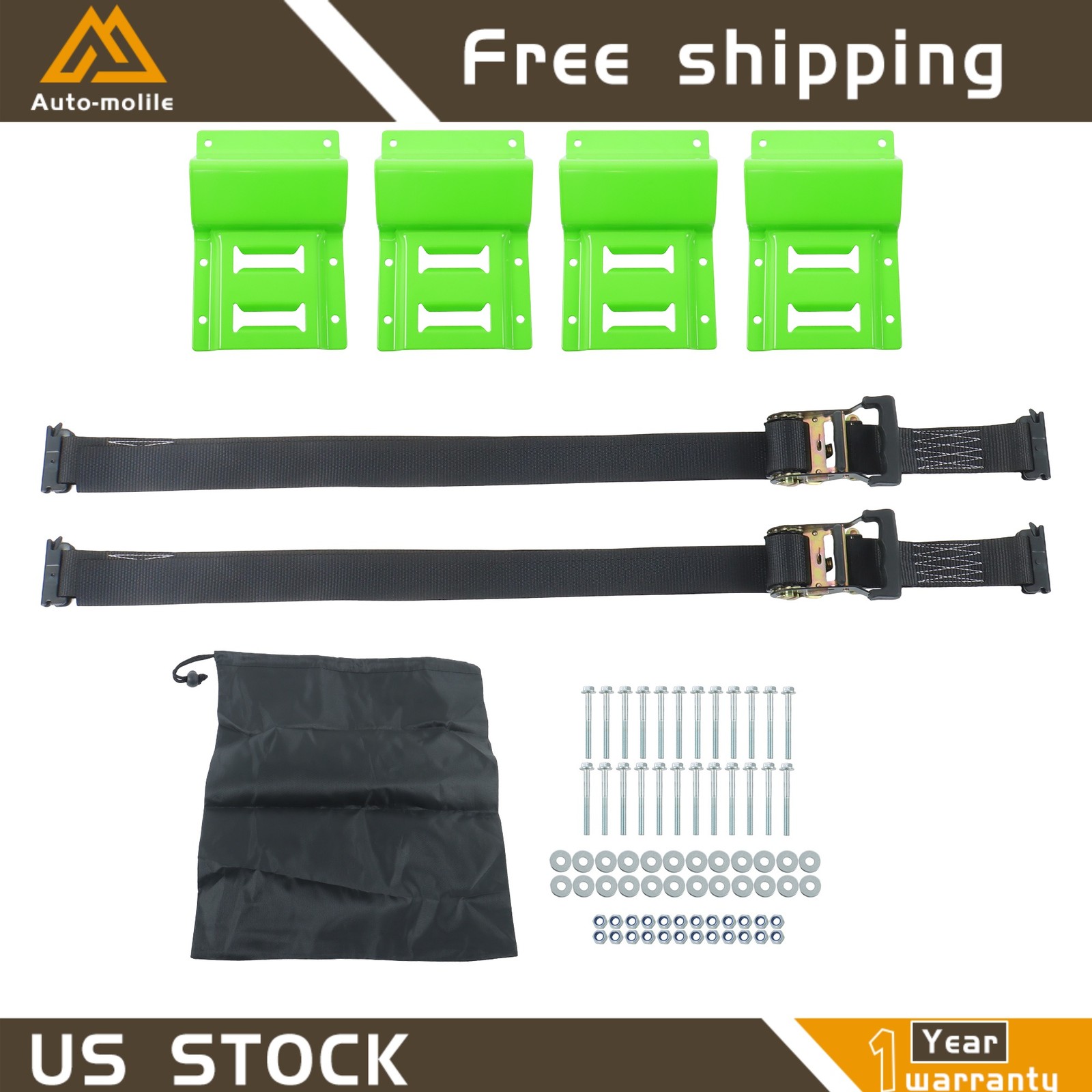 High Quality Trailer 8' Ratchet Straps E-Track Wheel Chock Tie Down Durable