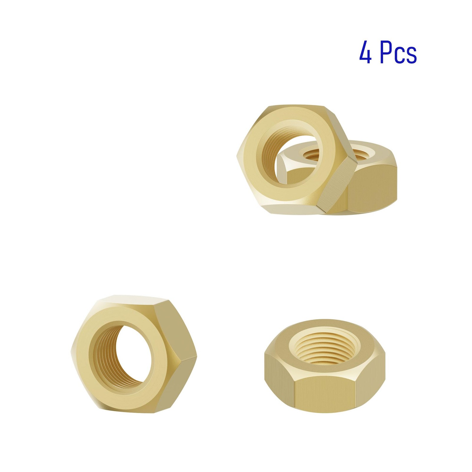 4PCS M16-2 Brass Hex Nuts Metric Coarse Thread Hexagon NutISO 4032 Class 4.8