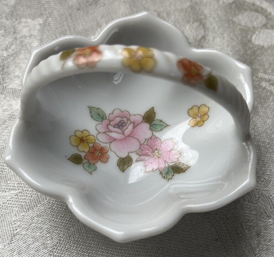 Takahashi San Francisco Joy Miniature Porcelain Floral Trinket Basket jewelry