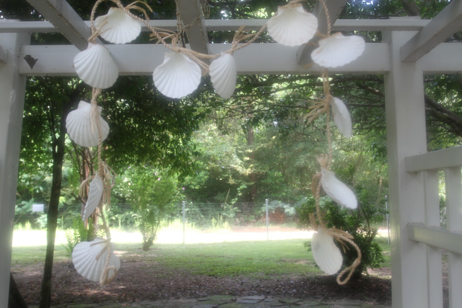 Gazebo Seashell Garden Decor Handmade Garland, Irish Cups- 68"+ Beach Event G-25
