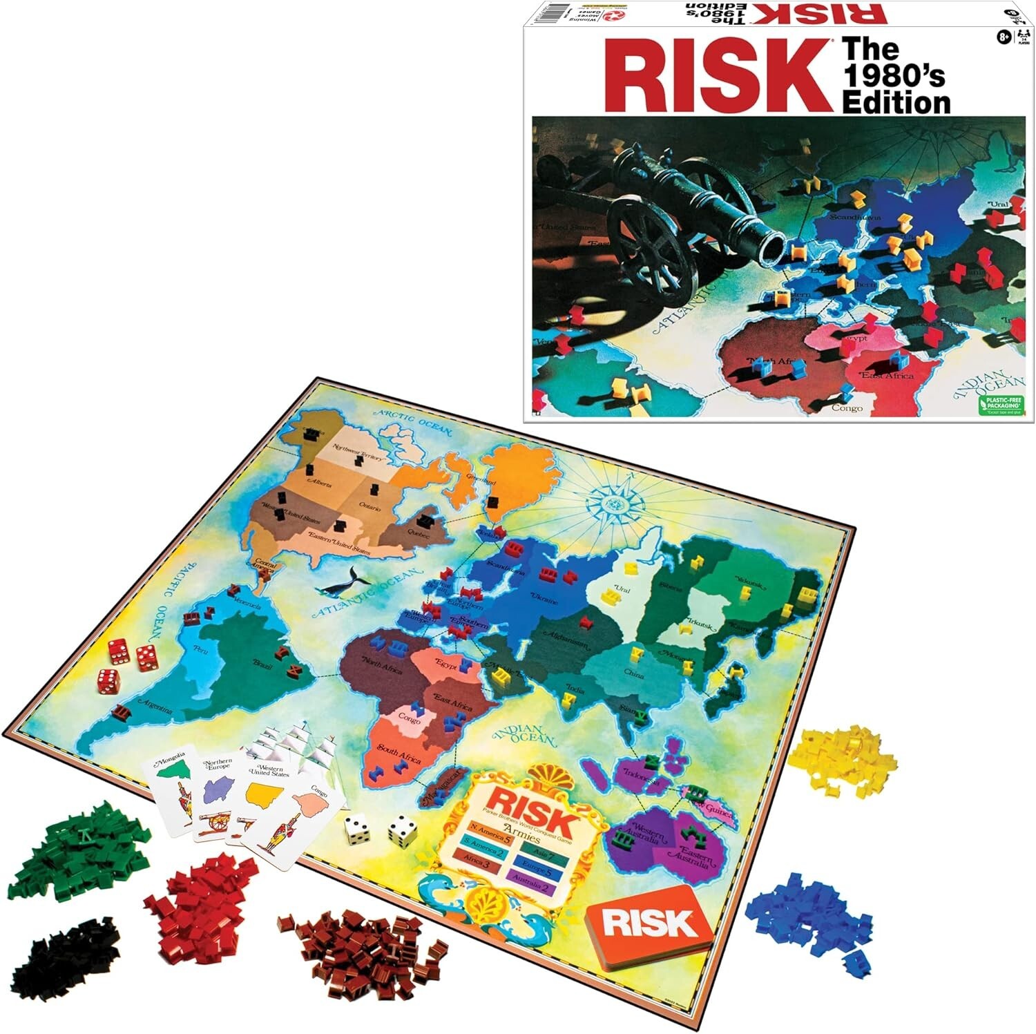 Risk The 1980's Edition Board Game -  Family Game Night Kids 8+ & Adults