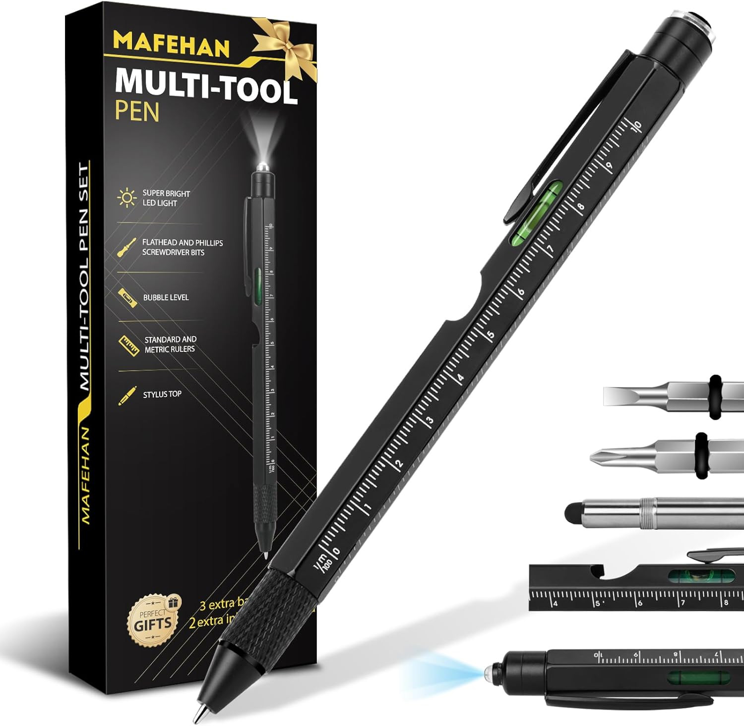 Gifts for Men Who Have Everything –  9-In-1 Multitool Pen with LED Light, Cool G