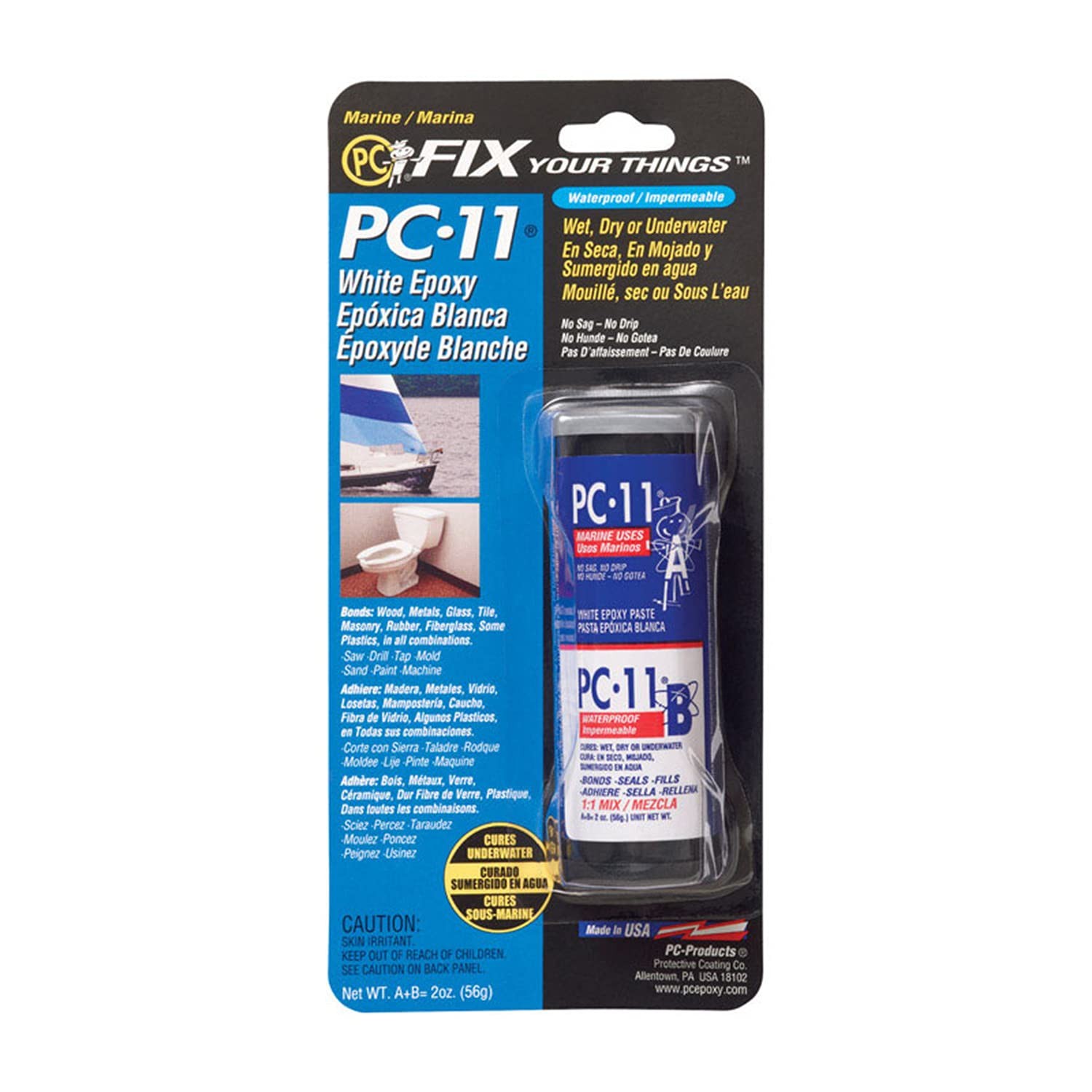 PC-Products PC-11 Epoxy Adhesive Paste, Two-Part Marine Grade, 2oz in Two Jars,