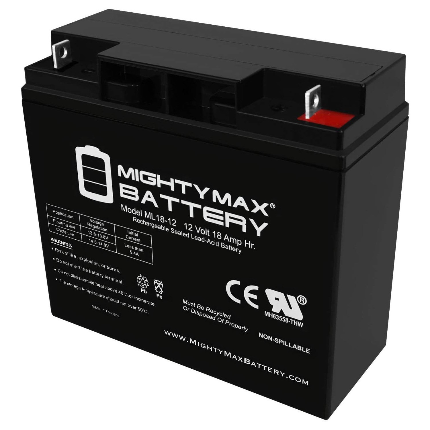 Mighty Max 12V 18AH SLA Replacement Battery for CB19-12