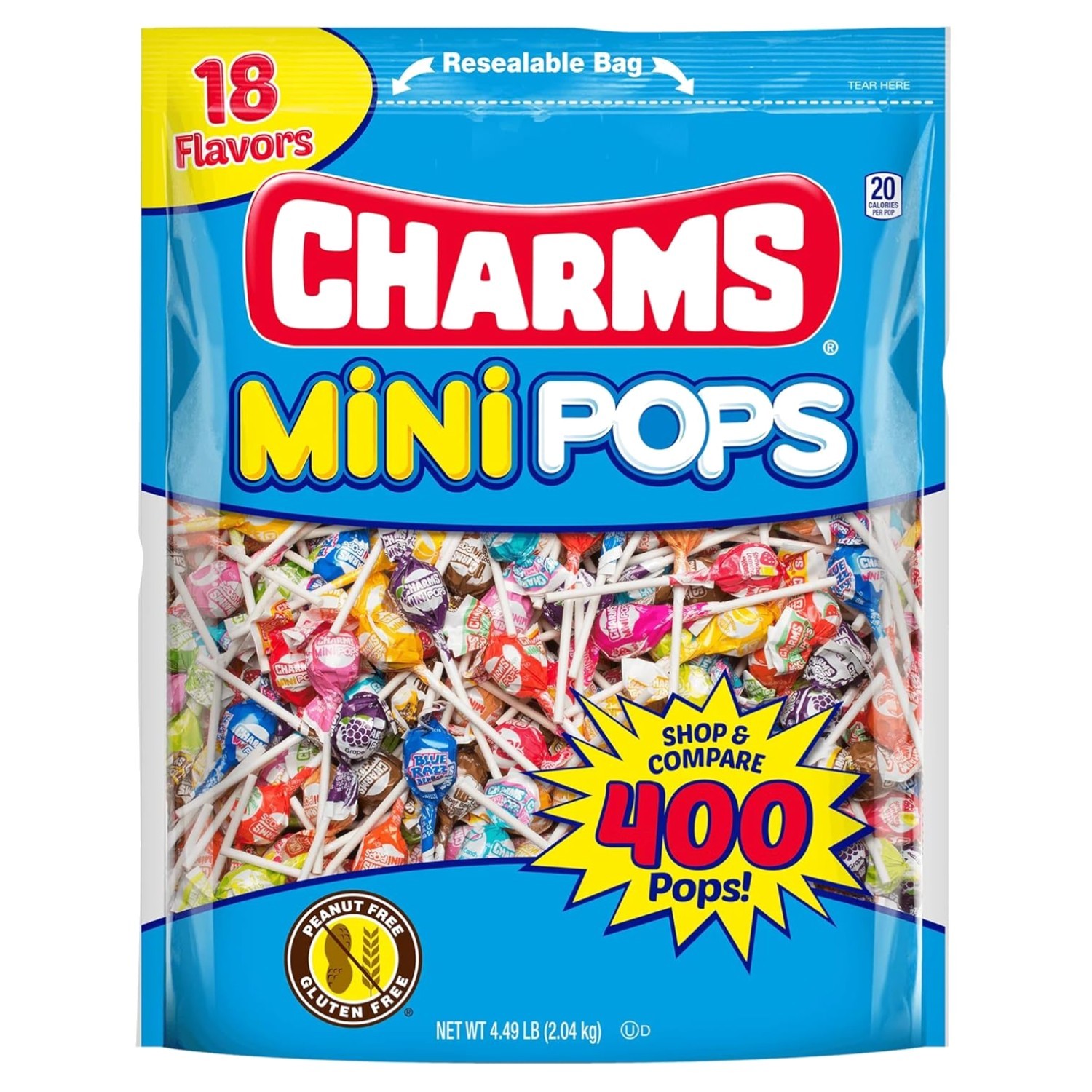 Charms Mini Pops - 400 Individually Wrapped Candy Lollipops