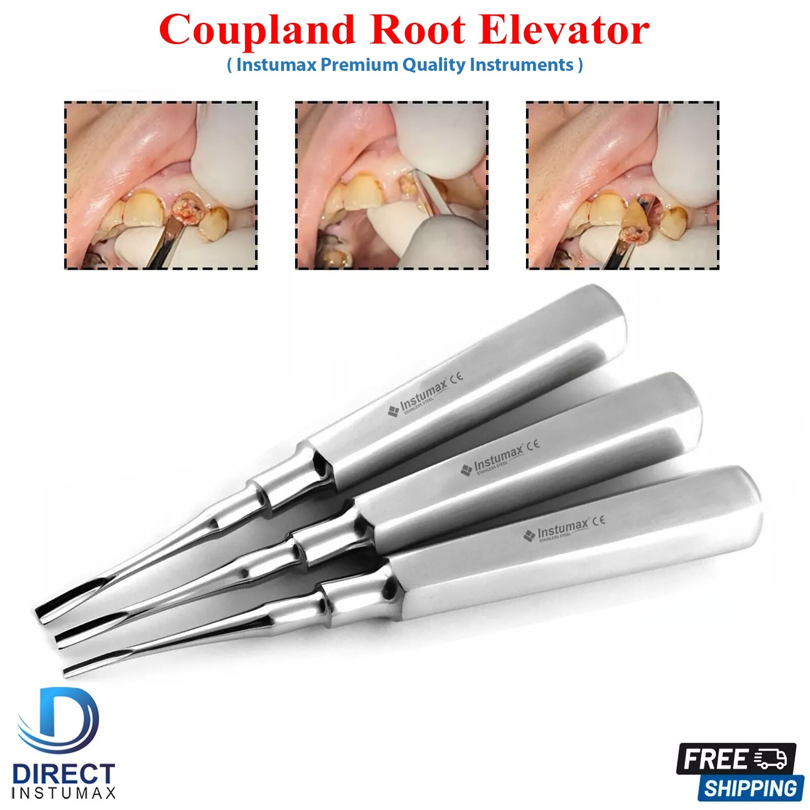 Coupland Elevators Dental Extraction Set Of 3 Surgical Root Extracting Loosen CE