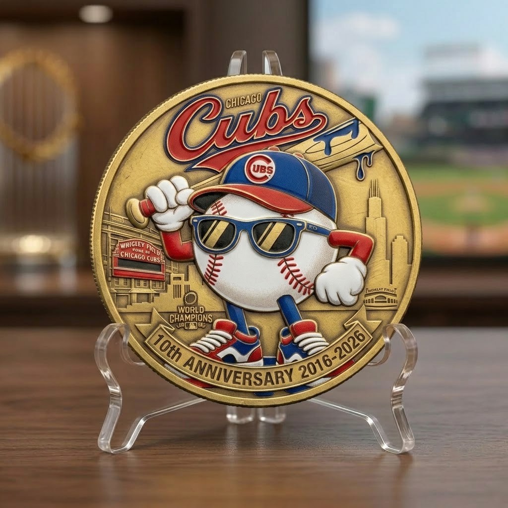 Chicago Cubs Challenge Coin 10th Anniversary 2016-2026 Baseball Fan Gift TN1166