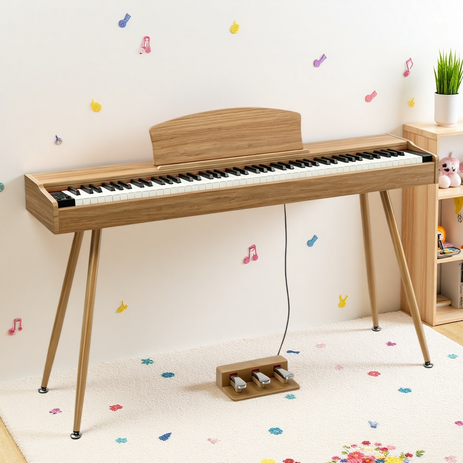 88-Key Full Size Fully Weighted Digital Piano Keyboard - Stand 3-Pedal Natural