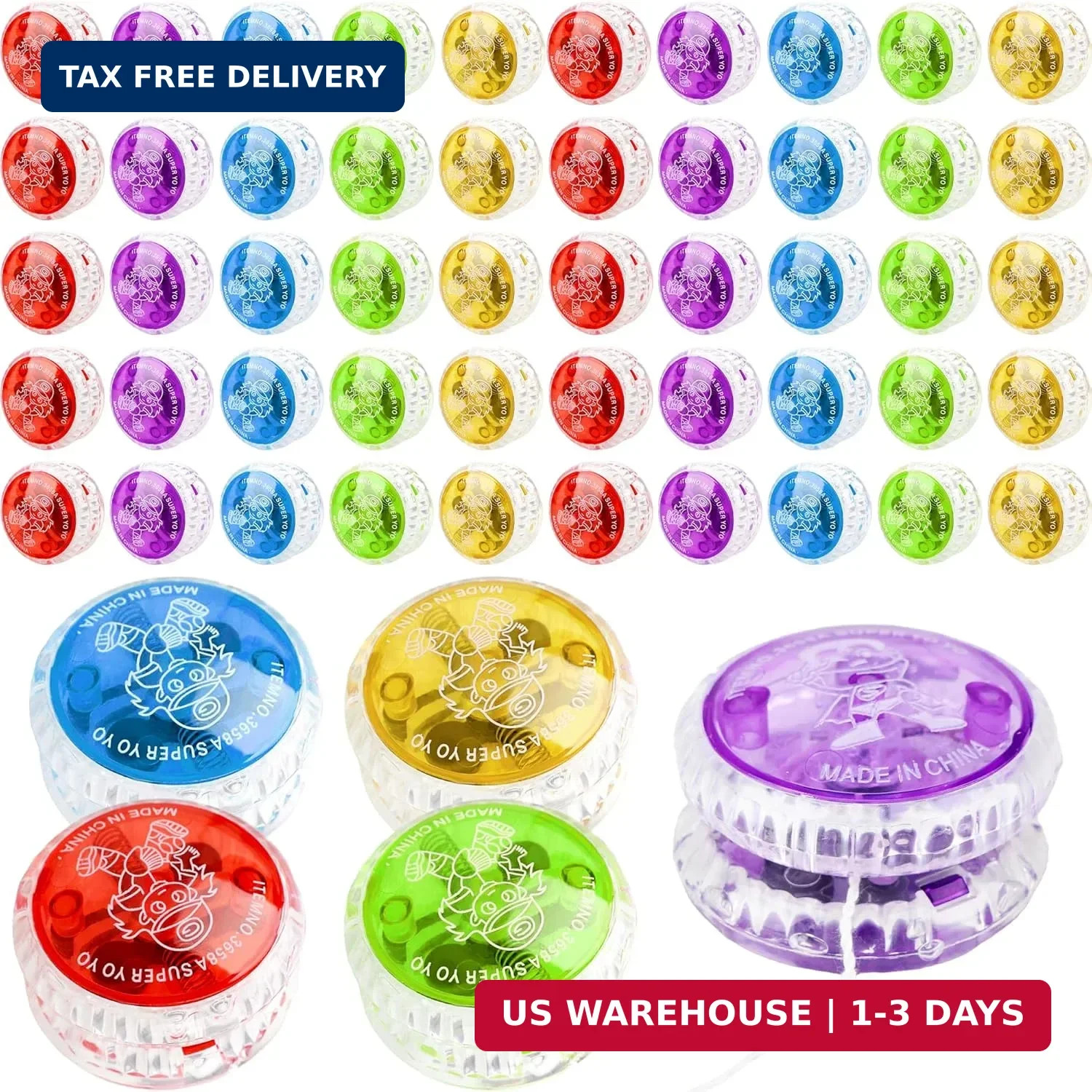 55 Pcs Light up Yo Yo Ball Bulk Colorful LED Responsive Ball Plastic Responsive
