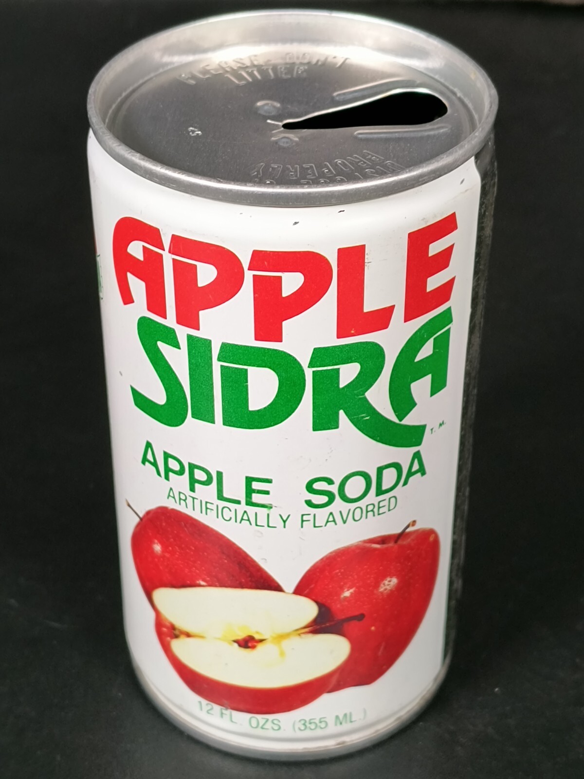 Vintage Soda Can Apple Sidra Pull Tab Pop Straight Steel MCM 1970s 7up