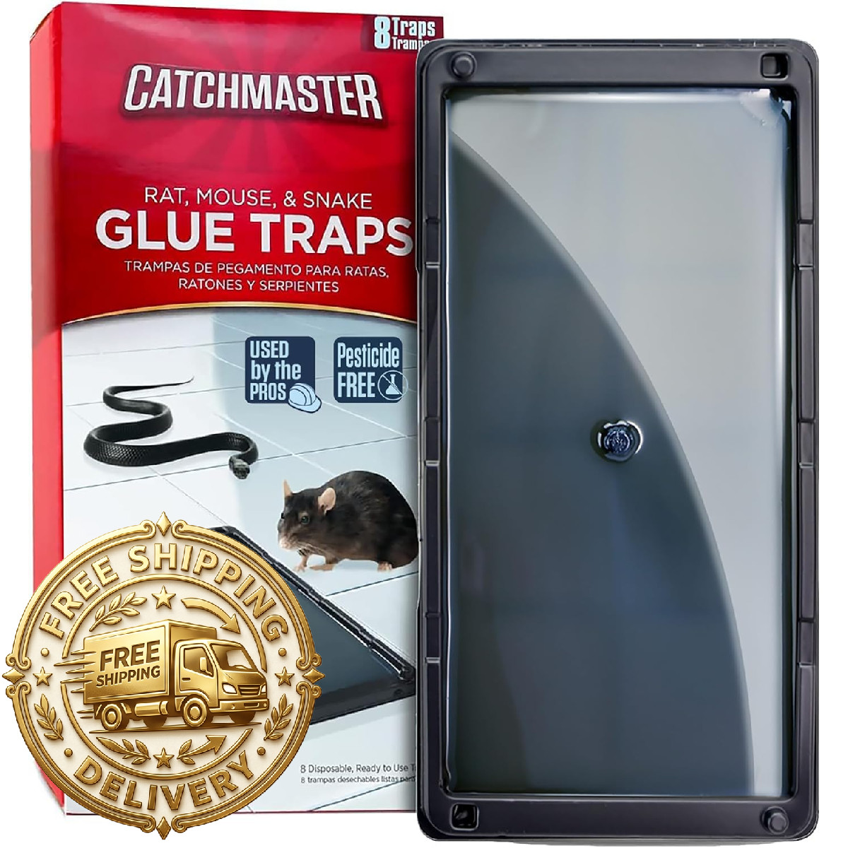Catchmaster Rat Snake And Mouse Traps 8Pk Large Bulk Glue Rat Traps For Home