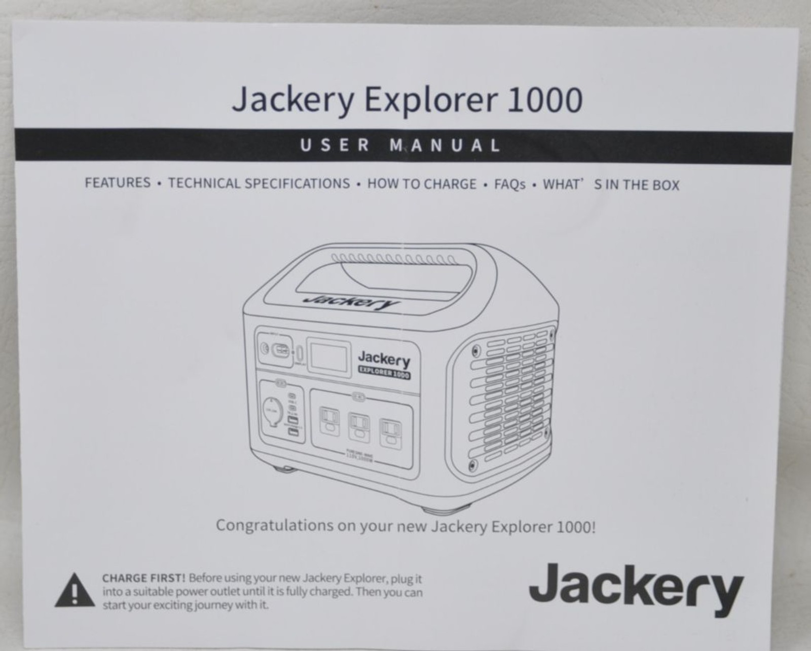 Jackery Explorer 1000 USER MANUAL only