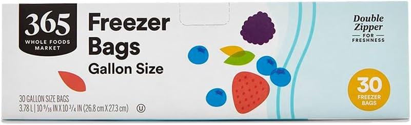 Gallon Size Freezer Bags, Double Zipper, 30 Count
