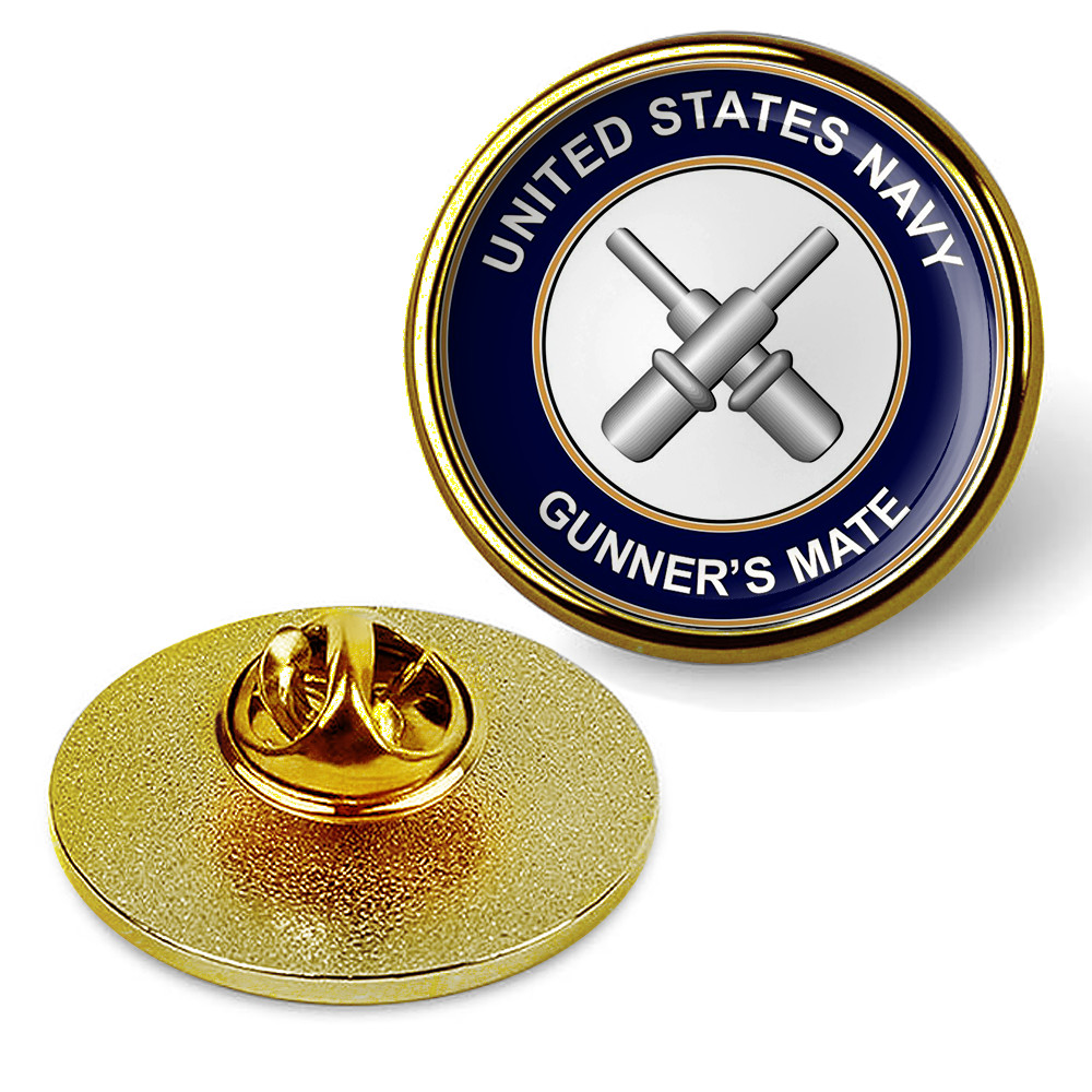 U.S. Navy Gunners Mate Tie Tac, Hat Pin, Badge, Military Lapel Pin - Gold