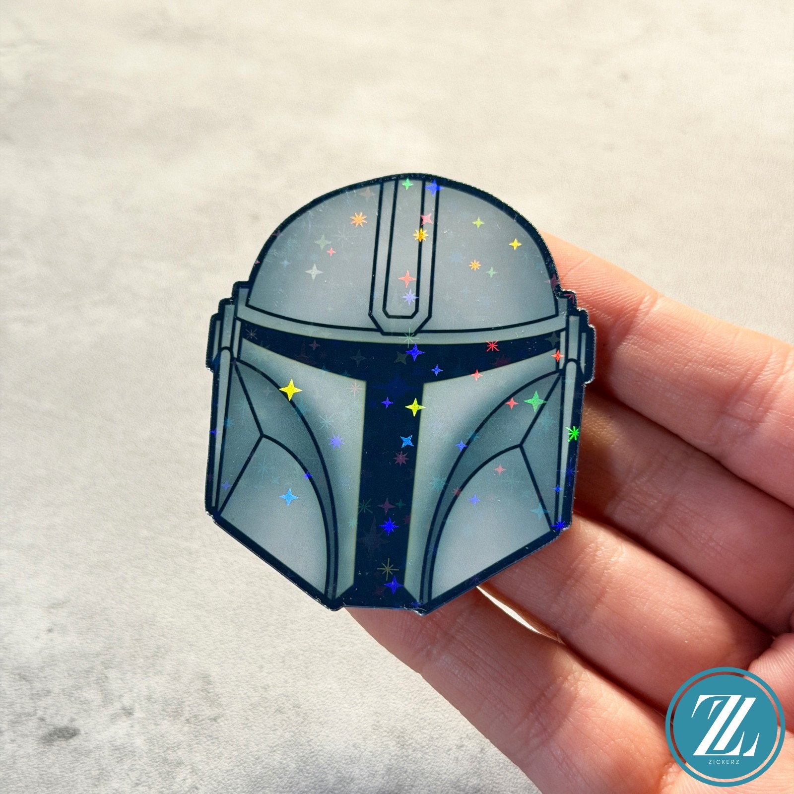 Mandalorian Beskar Helmet, Holographic Star Wars Decal
