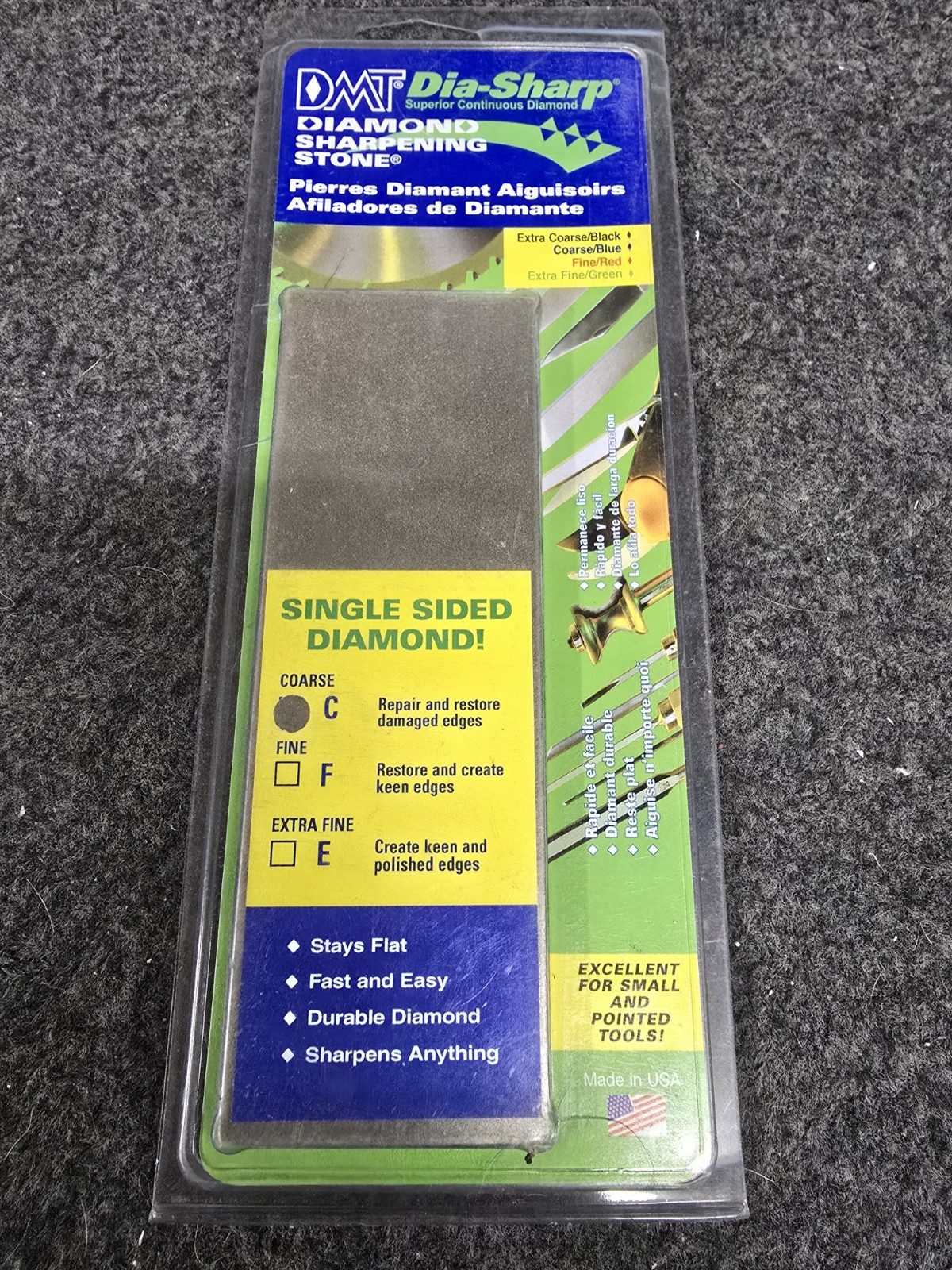 DMT DIAMOND SHARPING STONE, COARSE, 6" X 2" X 1/4",  MODEL D6C, NEW