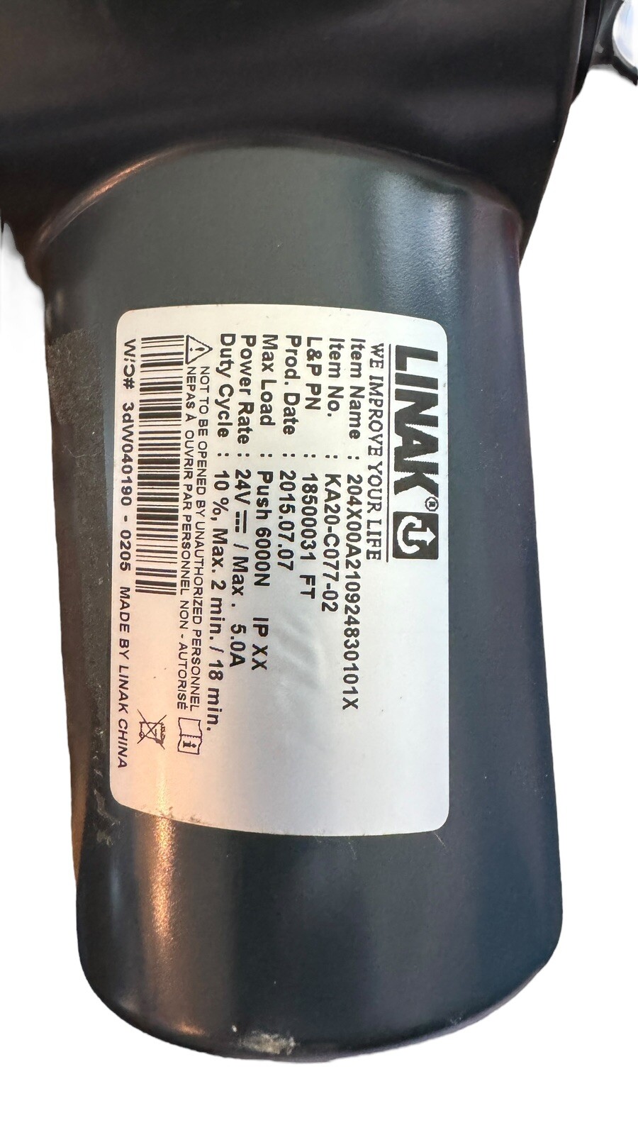 Linak Linear Actuator 204X00A210924830101X KA20-C077-02 + Cord
