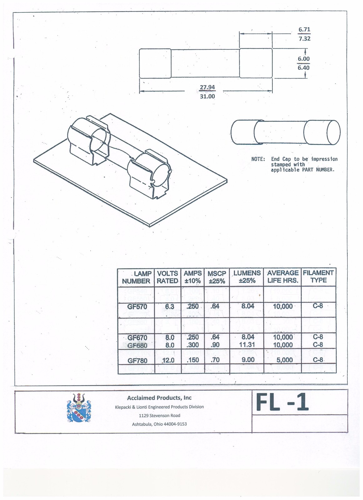 FUSE LAMP, 6.3V.25A