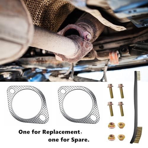 2 Pcs 3" Exhaust Gasket 2 Bolt for 3 Inch 2 x 3“ Exhaust Gasket & 4 x bolts