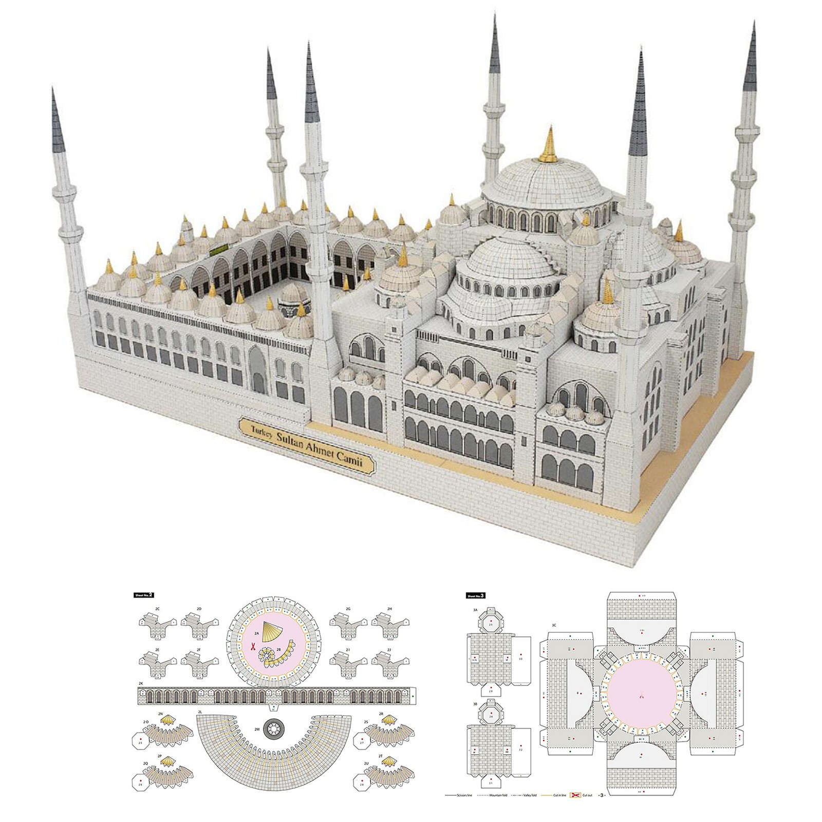 Blue Mosque Sudan 3D Paper Model Replacement Accessories Commponents Beautiful