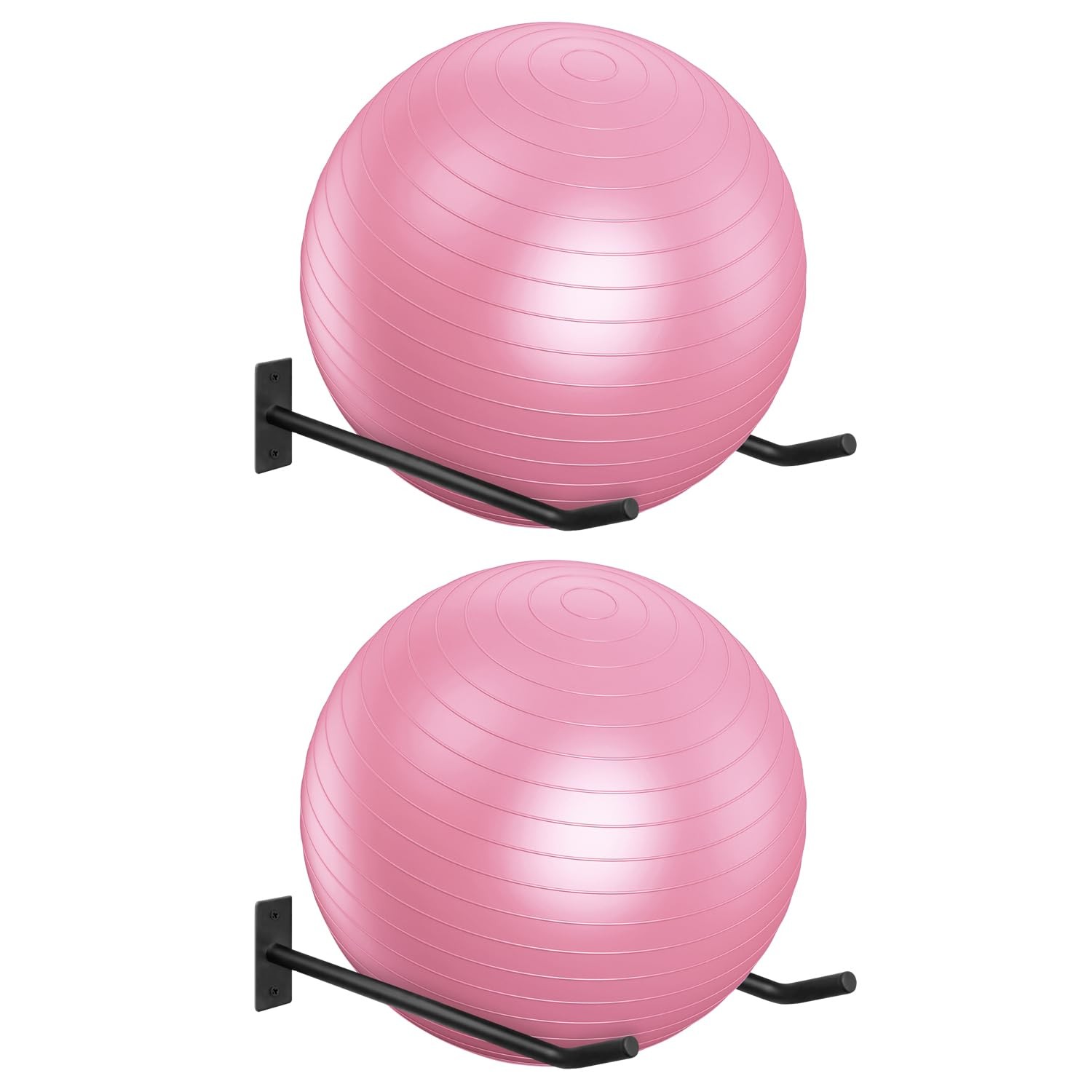 Metal Exercise Ball Holder Wall Mount(Set of 2),Black Yoga Ball Stand Holder,Sta