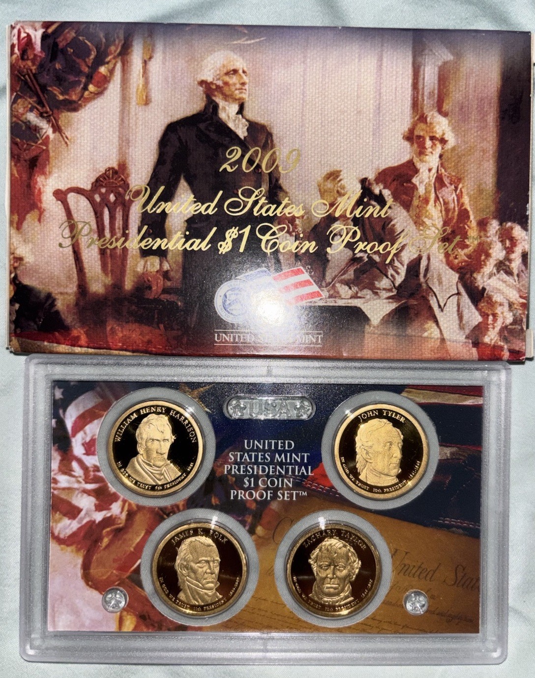 2009-S US Mint Presidential Dollar Proof Set, Original Packaging w/ COA. 4 Coins