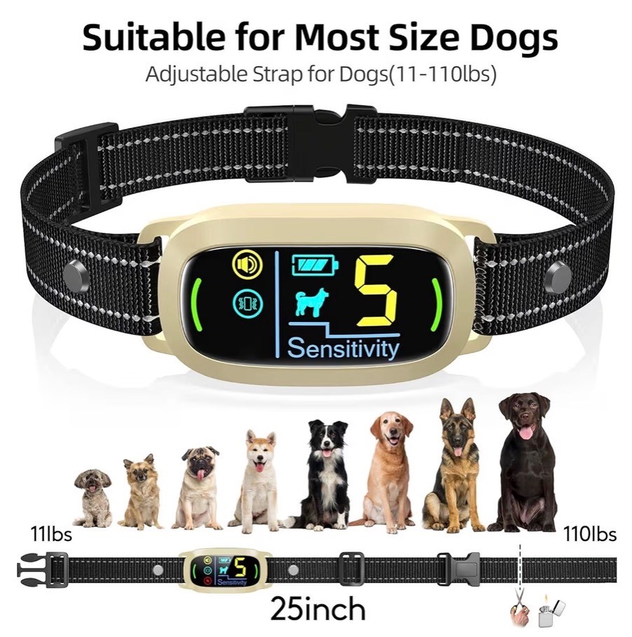 Dog Bark Collar, Rechargeable Smart Collar, Anti Barking Training FAFAFROG Yello