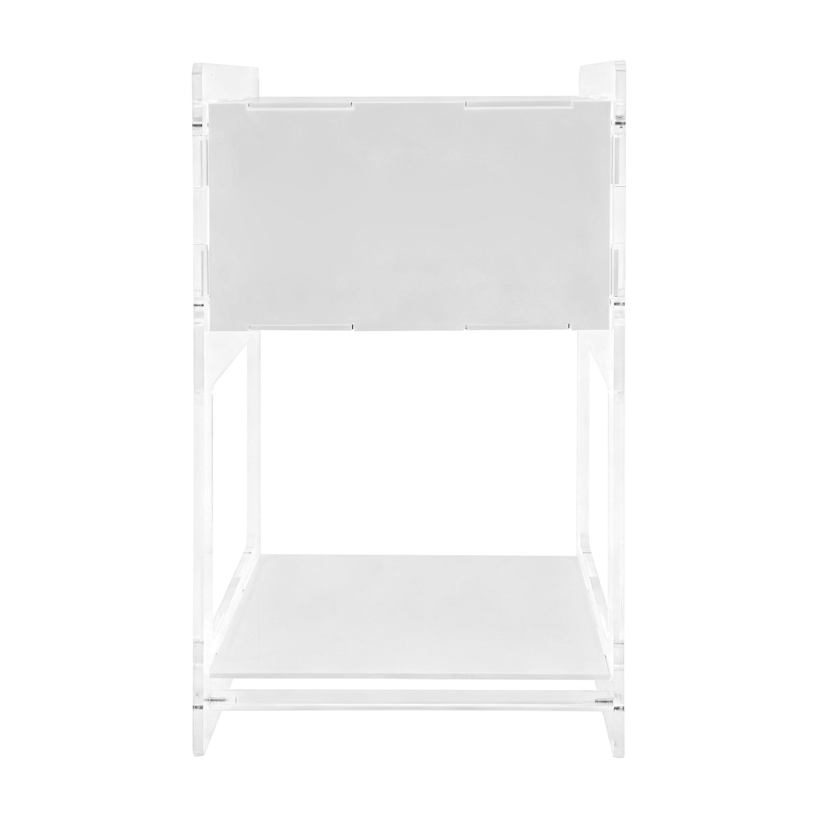 White Acrylic Side Table, Acrylic Nightstand, Rectangle Storage Shelf