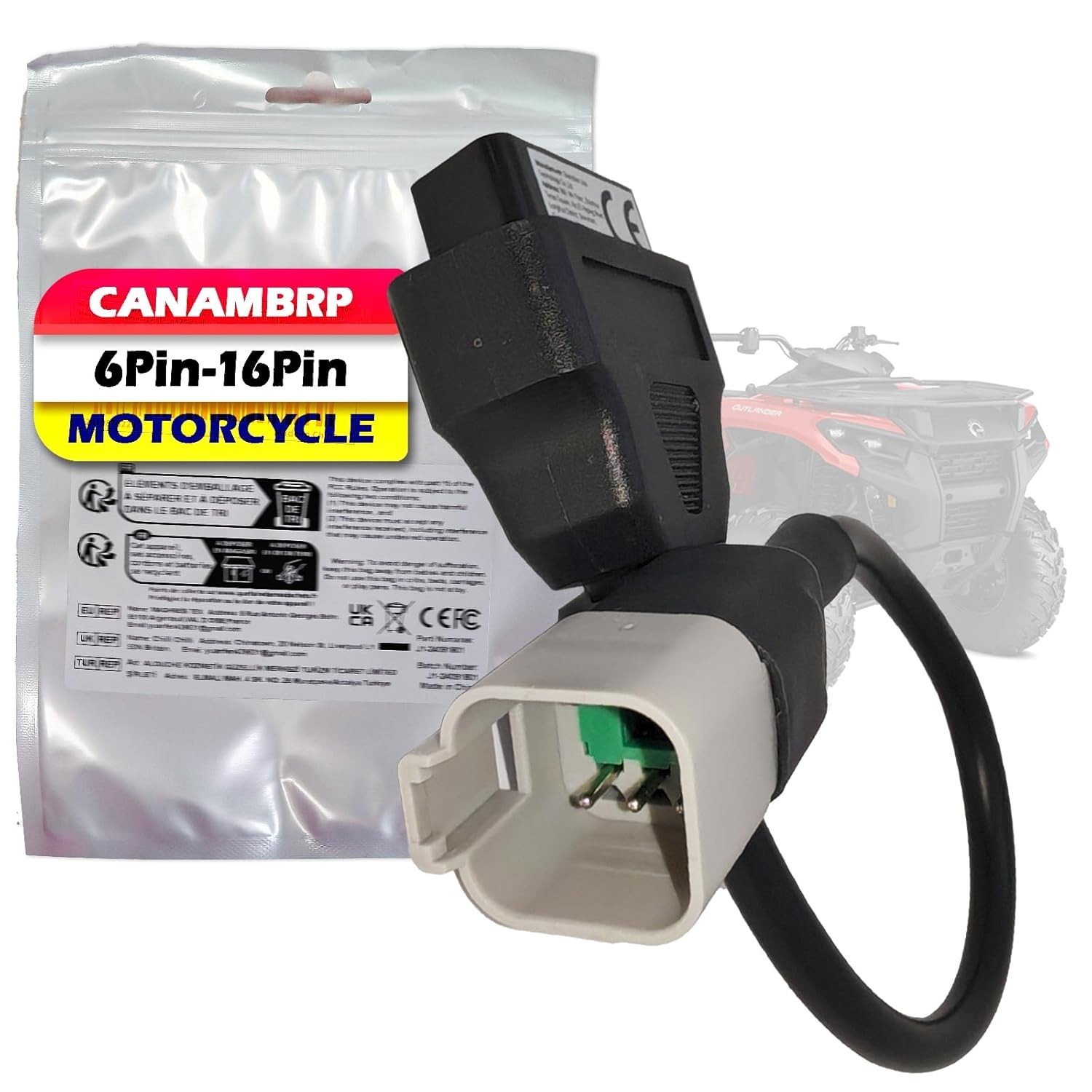 6 Pin to 16 Pin OBD2 Adapter Cable for BRP & CAN-AM, Motorcycle Diagnostic Tool