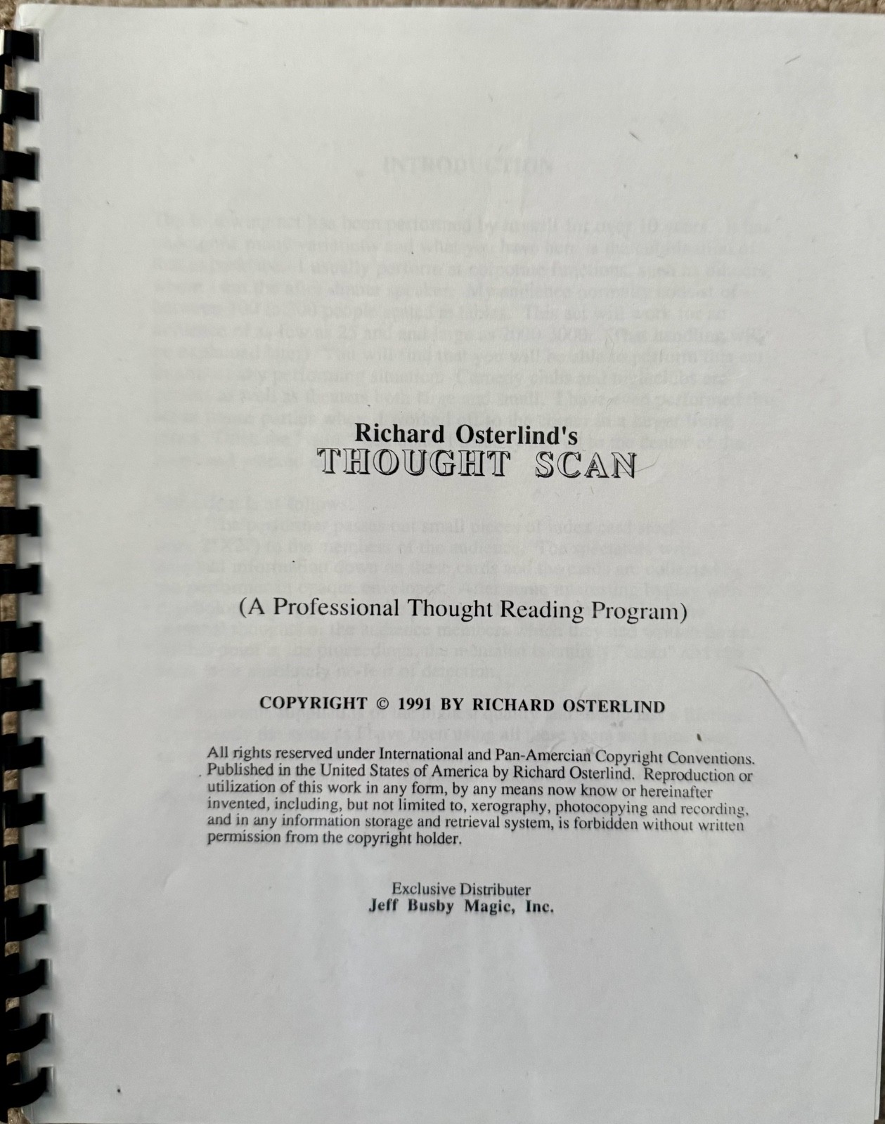 Thought Scan by Richard Osterlind includes MP4 of Richard performing the routine