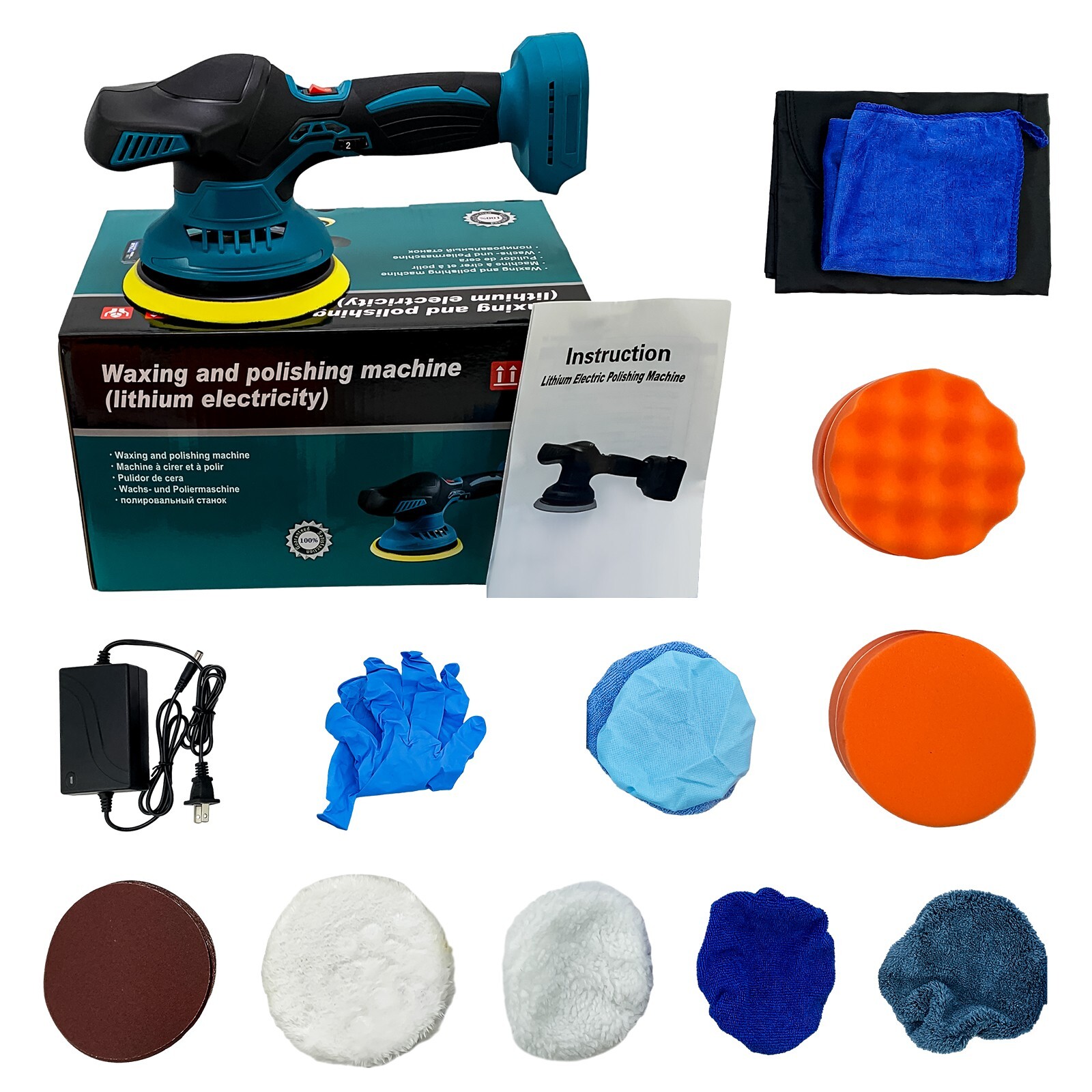 Dual Action Car Polisher Buffer Machine Cordless 5" Sander Polishing Kit Battery