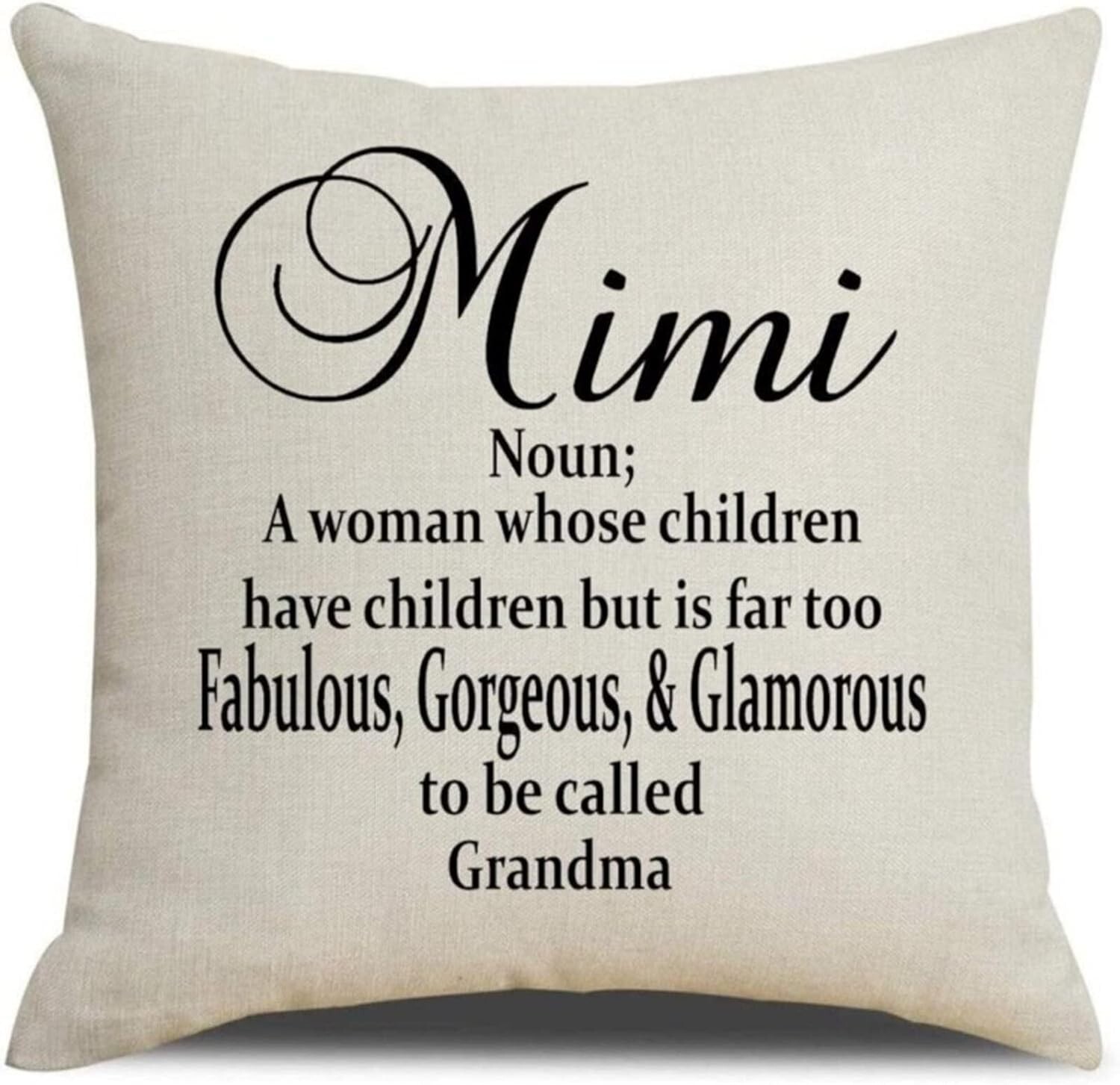 Mimi Noun Definition Throw Pillow Cover, Gift from Granddaughter/Grandson 18x18